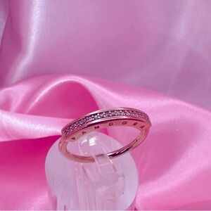 Pandora Signature I‑D Pavé Ring – 14k Rose Gold‑Plated – New